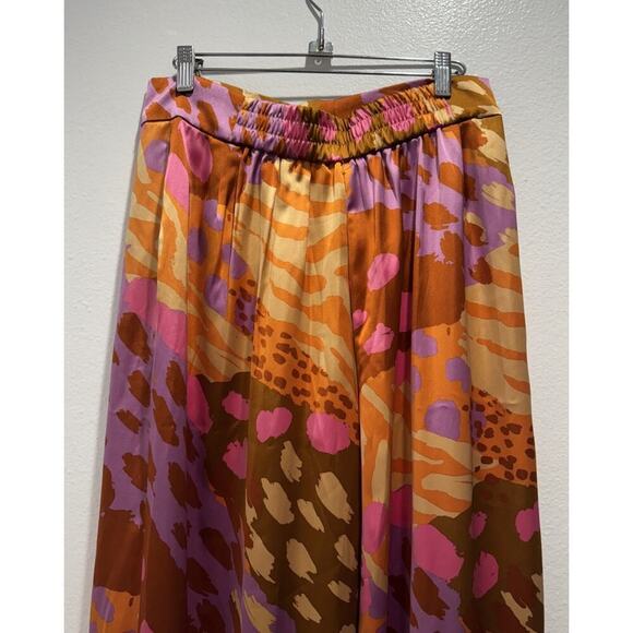 Christian Lacroix Size Medium High Waisted Wide Leg Satin Colorful Pants - Picture 7 of 15